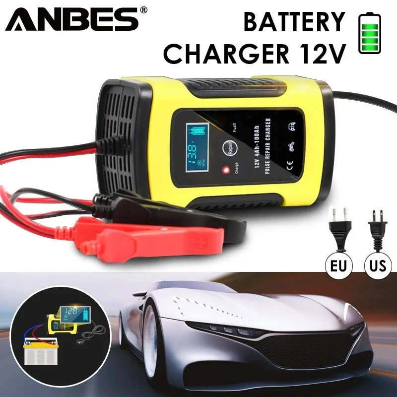 

ANBES Universal 6A 12v Intelligent Smart Motorcycle Car Battery Pulse Charger Repair Type Lead Acid Storage Charger Battery Auto