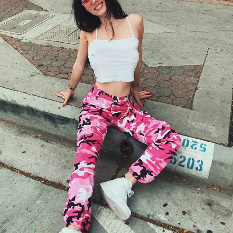 Billig Hosen Military Hosen Weibliche Camouflage Jogger Beiläufigen Frauen Camo Cargo Hose Hohe Taille Military Armee Kampf Jeans