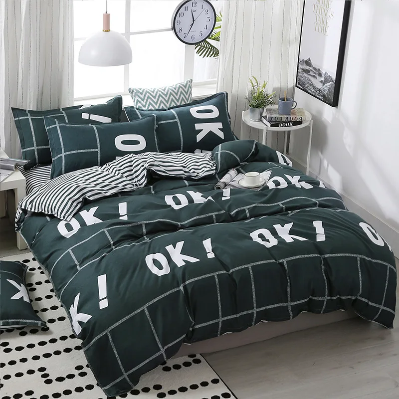 FUNBAKY 3/4 шт./компл. простой Стиль геометрический узор одеяла постельные принадлежности хлопок постельное белье домашний текстиль - Цвет: 113
