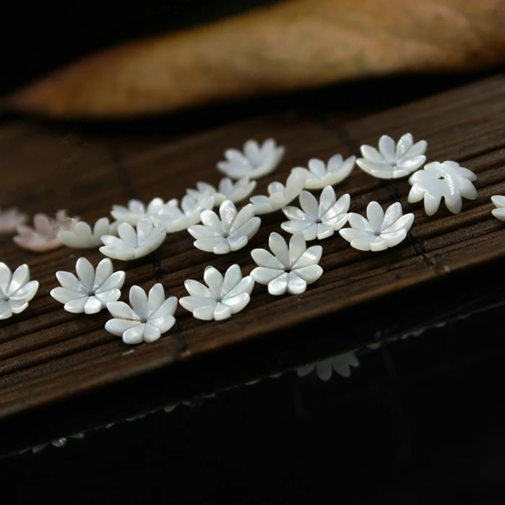 

10pc 10mm Sea Shell Flower Carved Natural Mother Of Pearl Shell Beads DIY Findings Loose Bead For Jewelry Making DYL0010