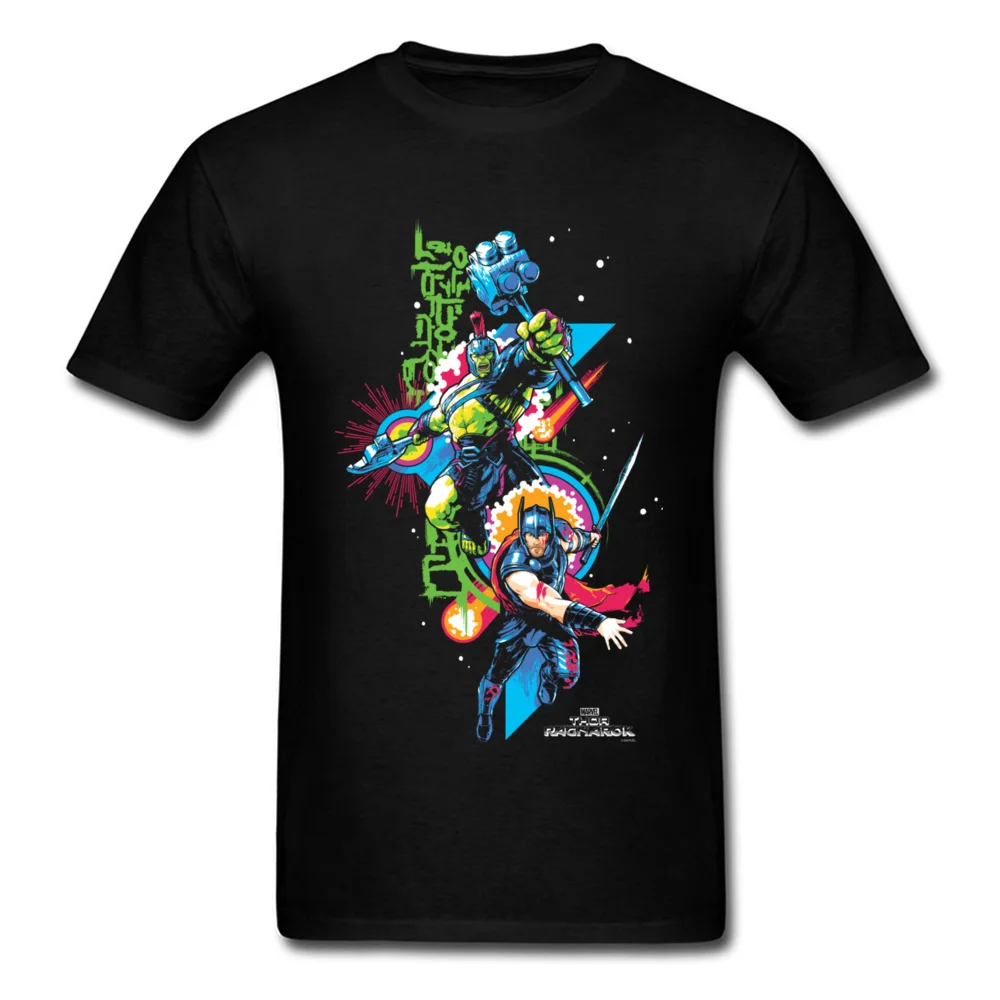Wholesale Men'S T Shirt Thor And Hulk Tshirt Outer Space Tops Black T-Shirts 100% Cotton Fabric Clothes Superhero Comics Tee