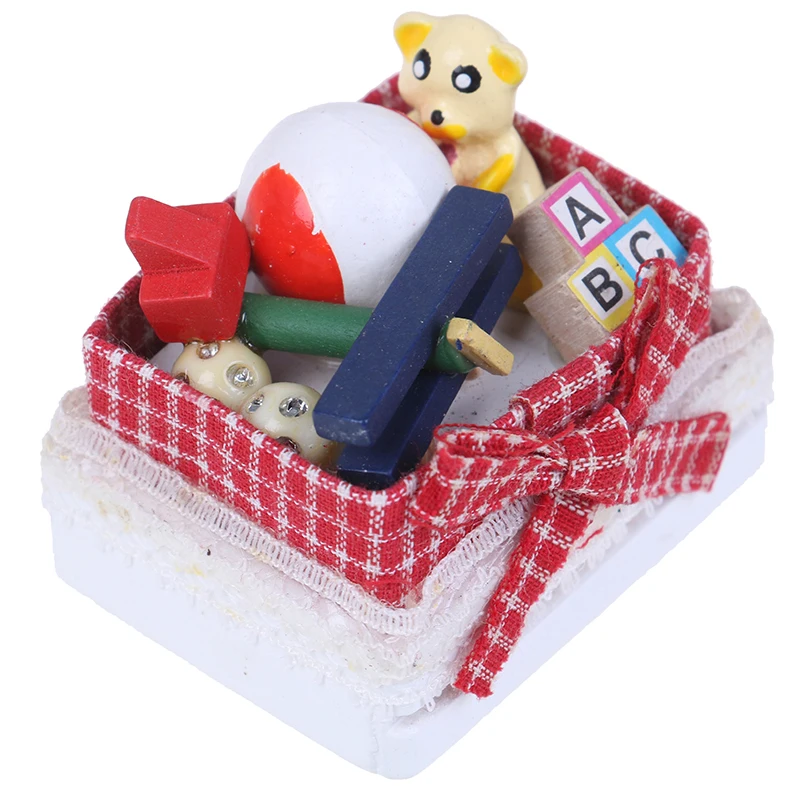 

1:12 Dollhouse Miniature DIY Bear Toy Box Model Toys For Doll House Decoration Table Furniture Toy Sets New arrive