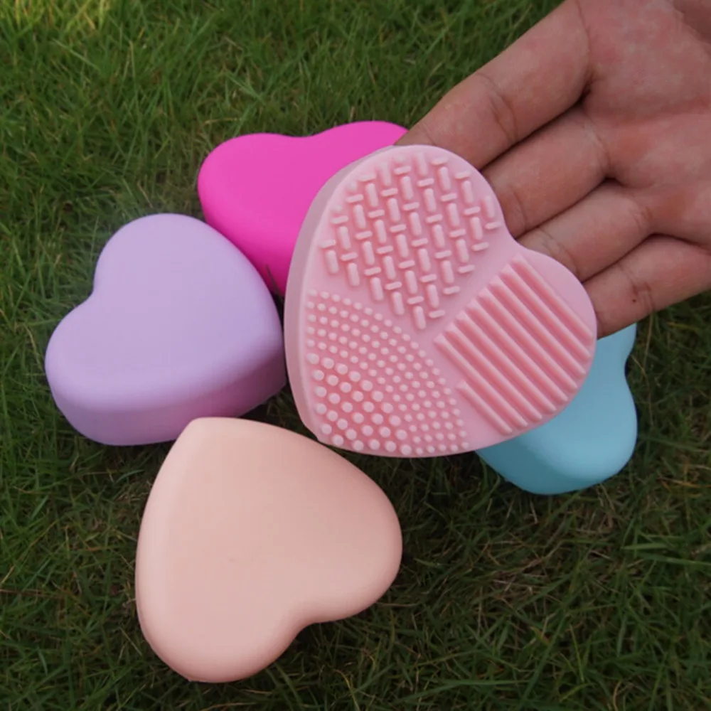 1PC 5 Colors Heart Shape Clean Make Up Brushes Wash Brush Cosmetic Cleaning Tools For Makeup Silica Glove Scrubber Board | Красота и