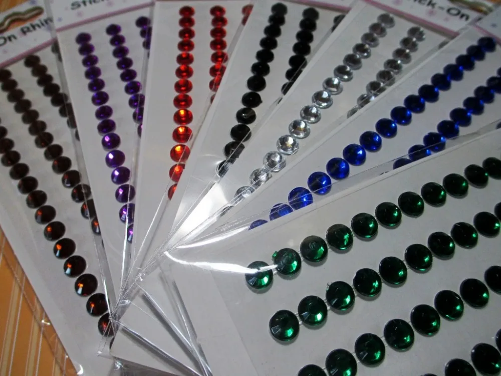 20PCS Scrapbook Mixed Color 6mm Crystal Stickers Self adhesive