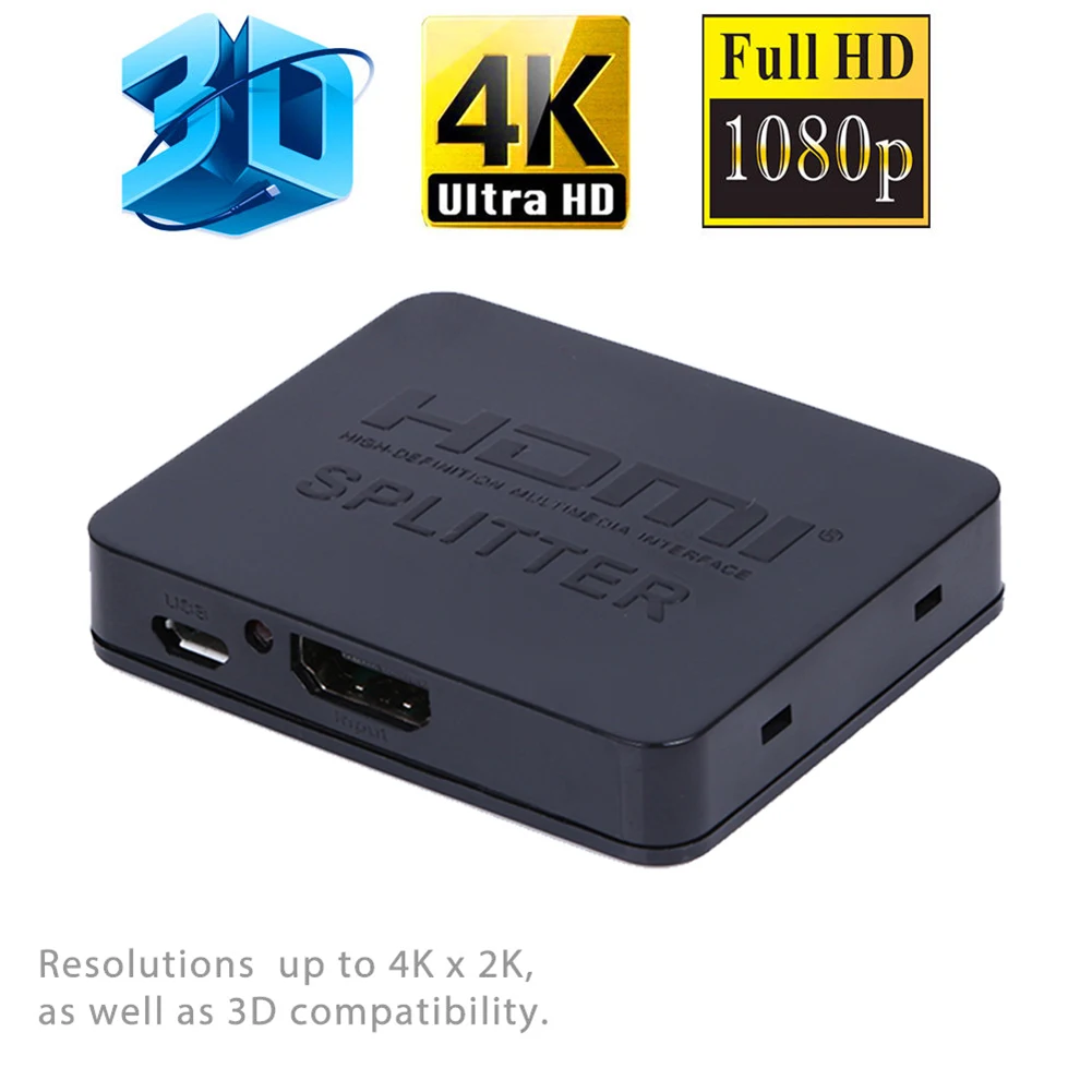 

Full HD 1080p Ultra HD 4K HDMI Splitter 3D Video HDMI Switch Switcher 1X2 Split 1 in 2 Out Amplifier Dual Display