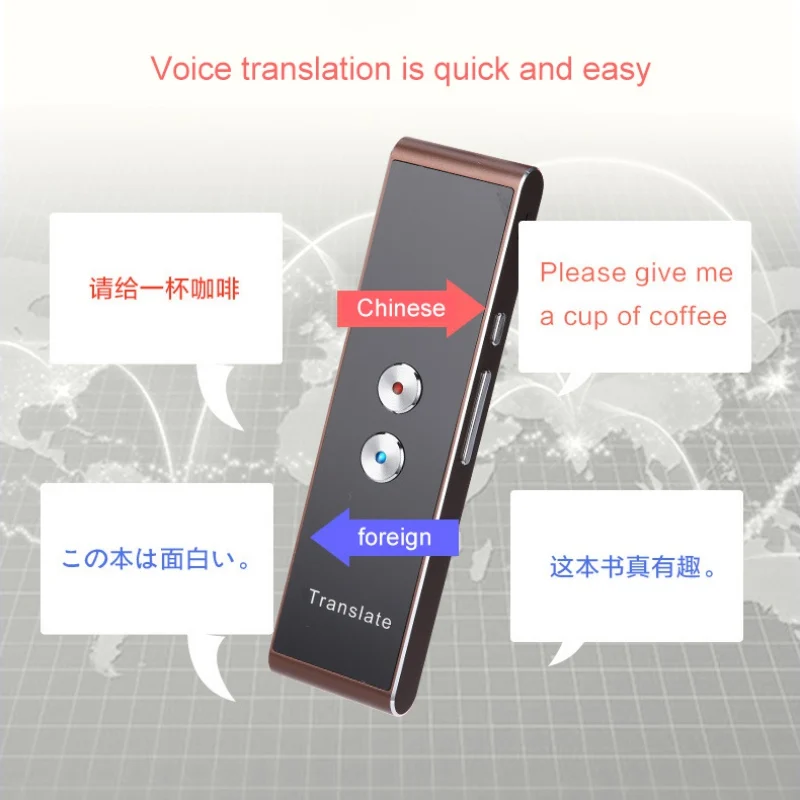 Портативный T8 умный голосовой речевой переводчик двухсторонний в режиме реального времени 30 многоязычный перевод для обучения
