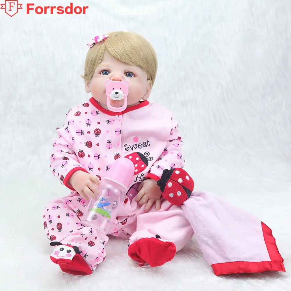 

forrsdor 55cm Hot-selling lifelike soft silicone dolls in pajamas bebe reborn corpo de silicone inteiro realista special gifts.