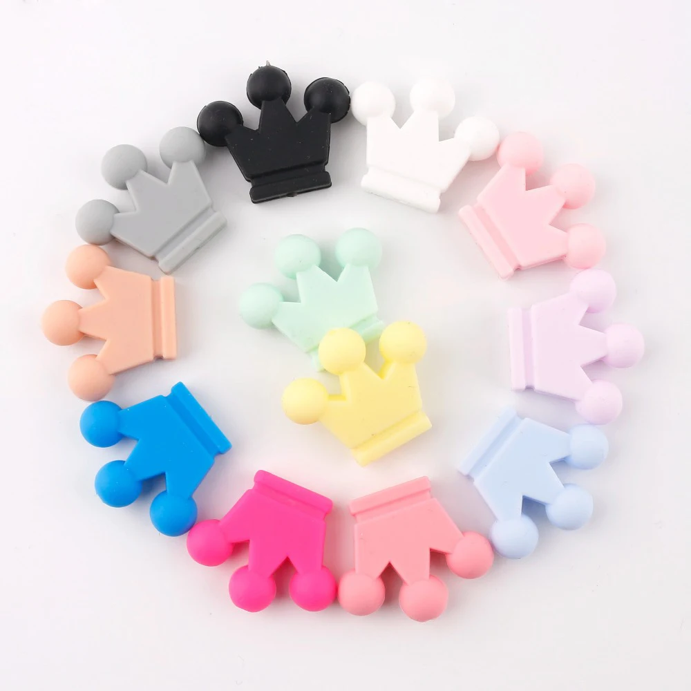 

Let's Make 10pc Food Grade Teething Toys Candy Color Crown Silicone Beads DIY Craft Accessories Child Rattle Gift Baby Teether