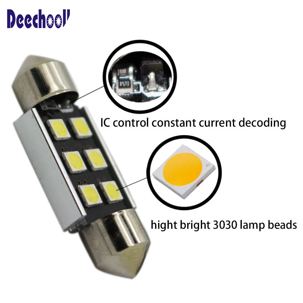 Автомобильные светодиодные лампы deechooll 3 шт. для Volvo S60 S80 V50 V70 CX90 Canbus 36 мм 8 Вт 6SMD