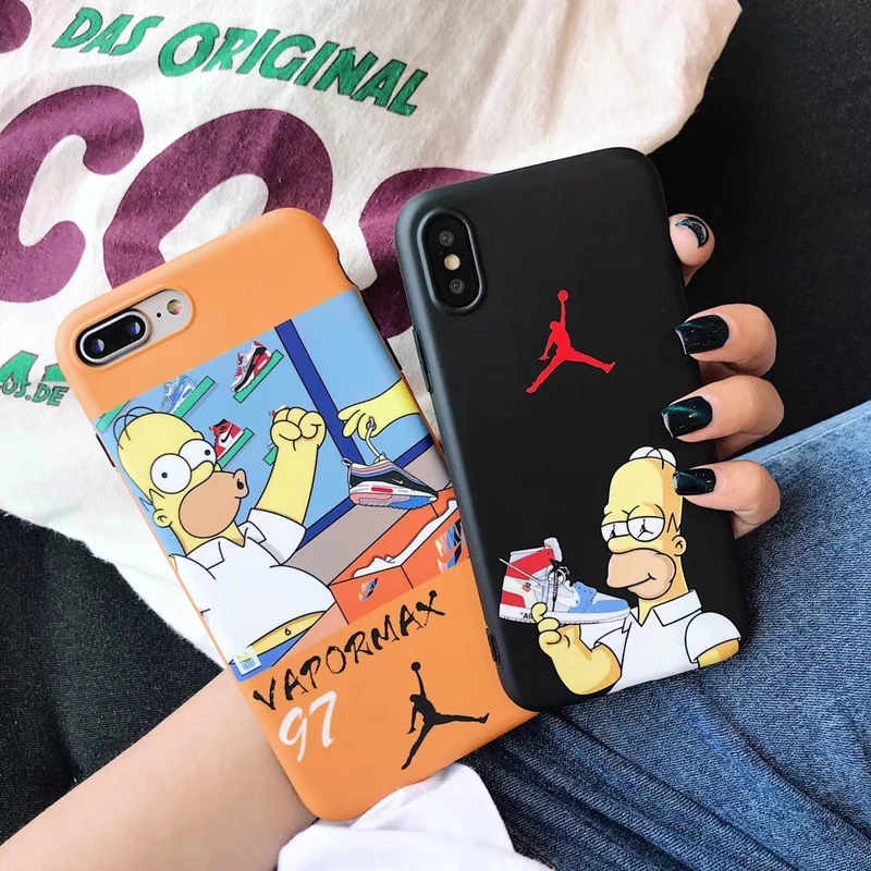 

New ow off Jordan Blu-ray soft silicon cover case for iphone 6 6S plus 7 7plus 8 8plus X Cartoon boy AJ1 Air white phone cases