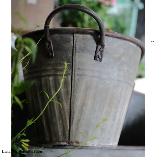 rose garden vintage retro gray large garden metal trough planter