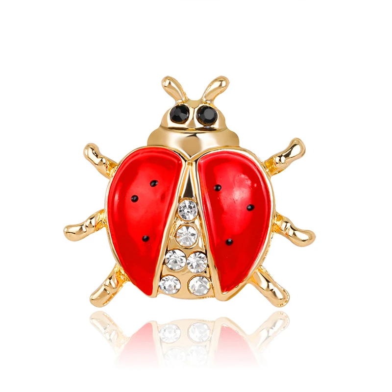 

Enamel Ladybug Brooch Pin Metal Animal Crystal Rhinestone Women Garment Fashion Jewelry Accessory