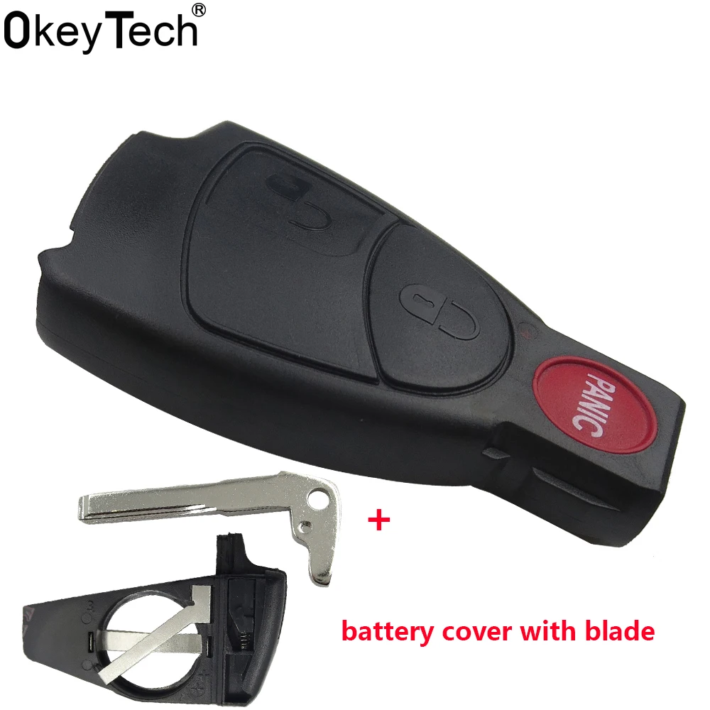 

OkeyTech Remote Smart Key Shell Case Fob For mercedes benz w124 w202 w210 Replacement 2+1 3 Buttons battery cover with blade