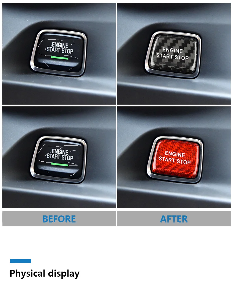 Chevrolet Camaro 2016+ Accessories Car Engine Start Stop Button Sticker Carbon Fiber Switch Button Cover Decoration (4)