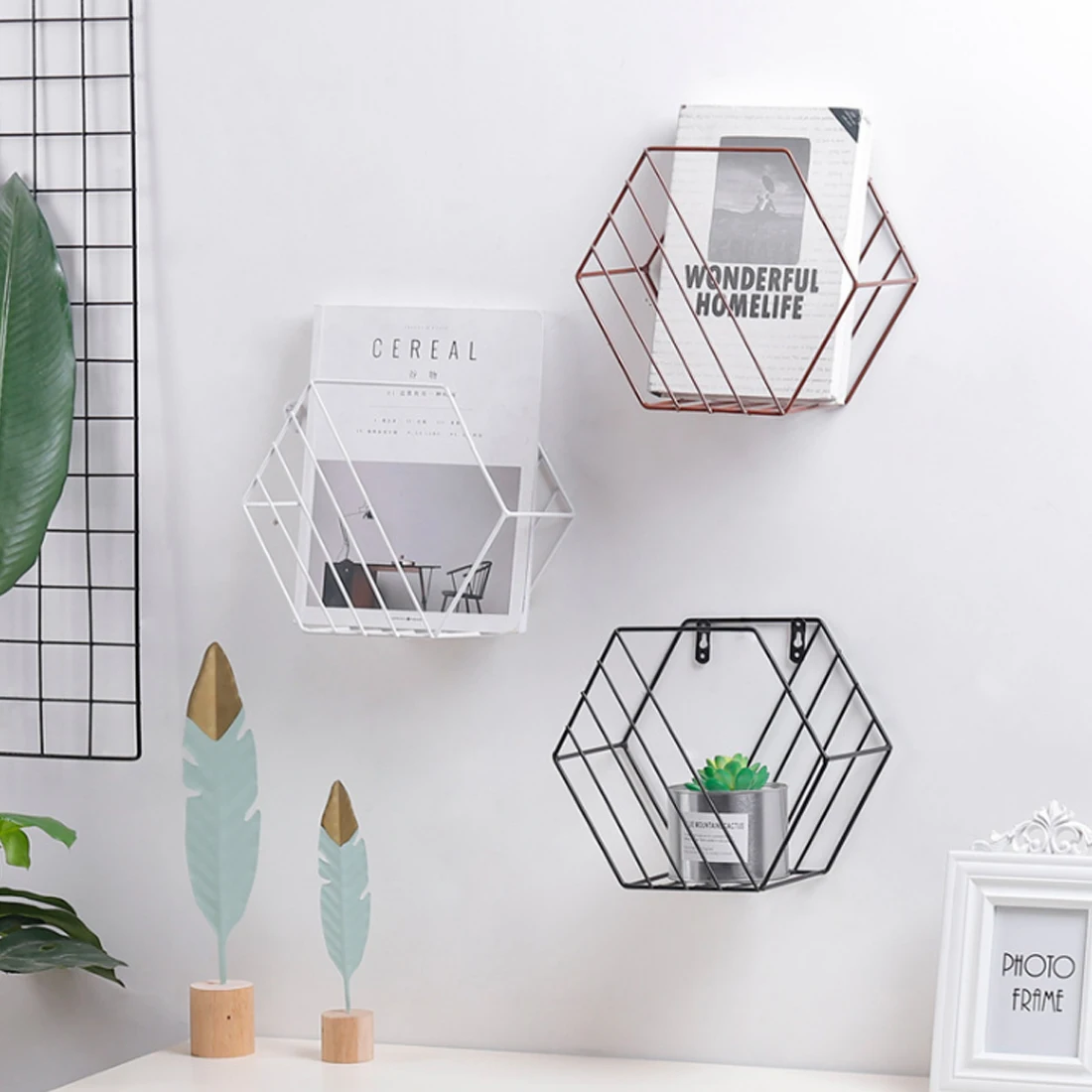 جديد الشمال نمط معدن الحديد جدار شنت رف كتب تخزين حامل مجلة الرف المنظم النوم مطبخ المنزل DIY الديكور