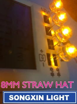 

10pcs LED 8mm Yellow Straw Hat Water Clear 8 mm LED Diode Wide Angle Emitting Diode LED Light Lamp Through Hole