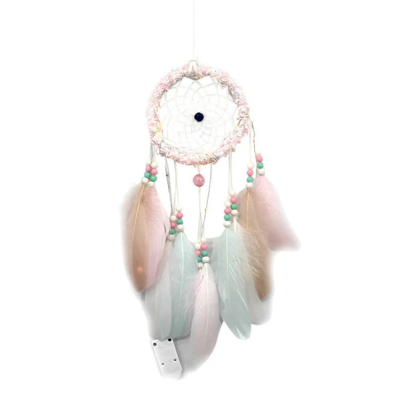 Dream Catcher Dreamcatcher Feathers Night Light Girl Room Bell Bedroom Romantic Hanging Decoration Home Decor 35JY2408
