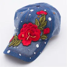 Модная розовая украшения джинсовые Бейсбол Кепки s для Для женщин Открытый Sunhats хип-хоп Snapback Кепки женщин Повседневное де Бейсбол
