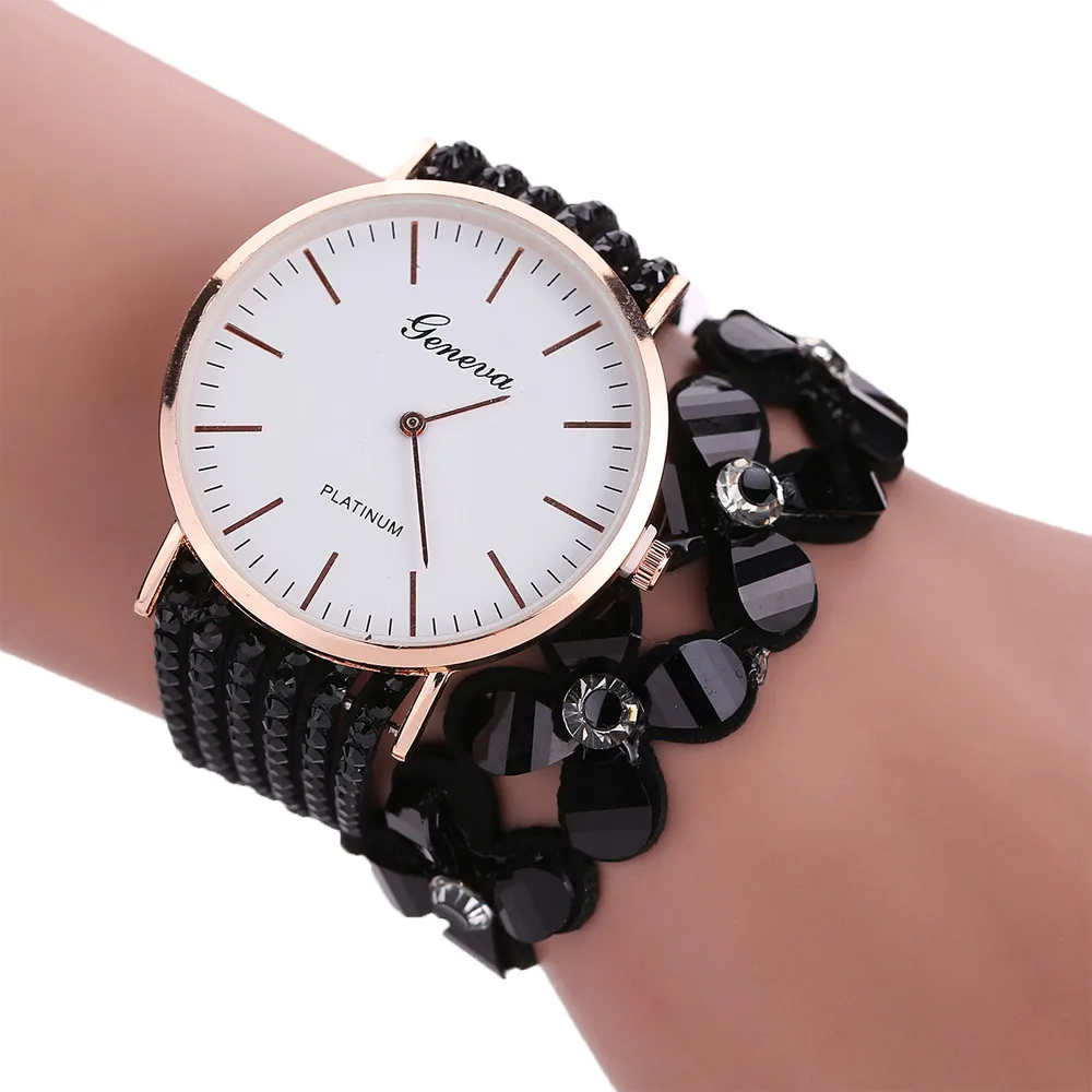 Женские Женевские часы, модные женские часы для отдыха, кварцевые часы-браслет с кристаллами и бриллиантами, наручные часы с цветочным узором, montres relojes mujer