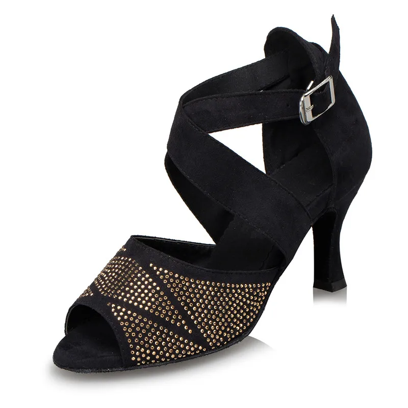 

Professional Ladies Women Tango Salsa Ballroom Latin Dance Shoes with Suede Sole 3 Inch Heels Sequin