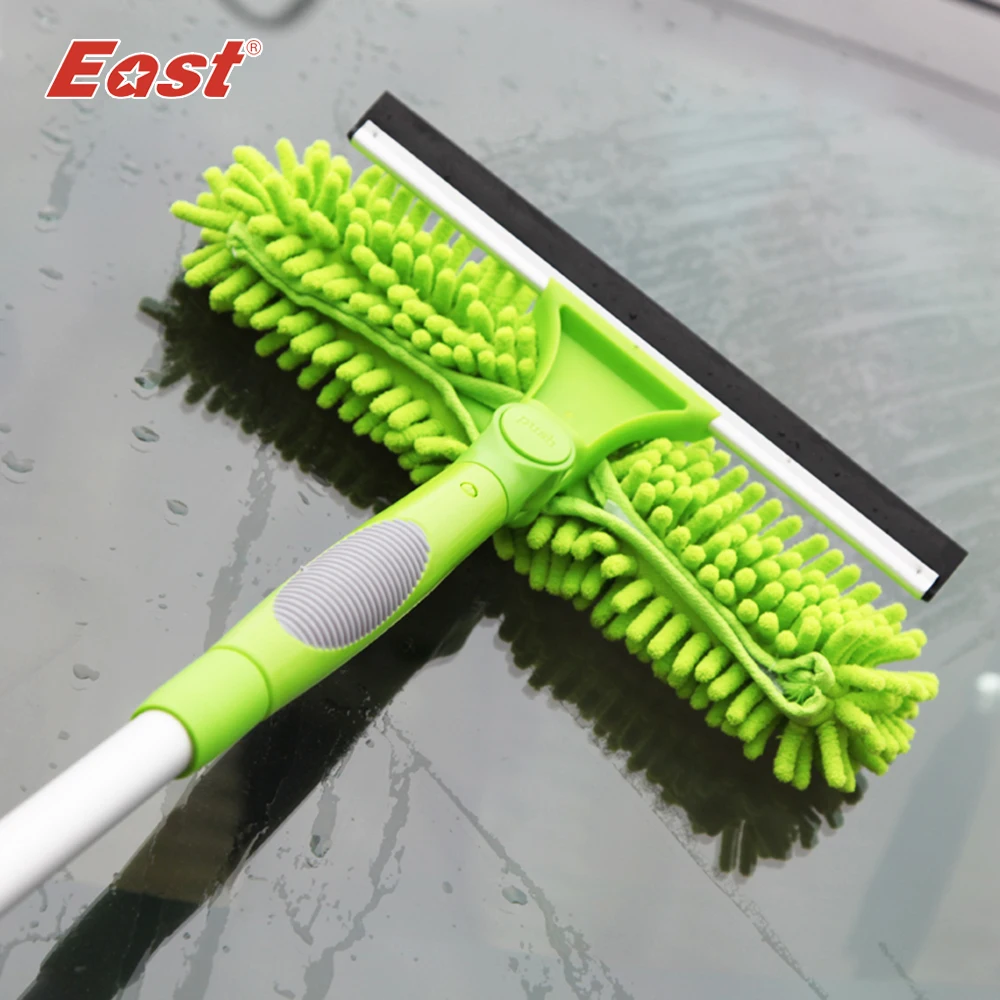 East Useful Magic Long Pole Window Squeegee Rotary Wipe Chenille Window