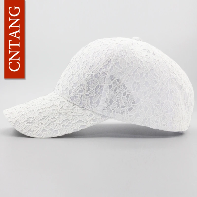 CNTANG Brand Summer Lace Hat Cotton Baseball Cap For Women Breathable Mesh Girls Snapback Hip Hop Fashion Female Caps Adjustable baseball cap