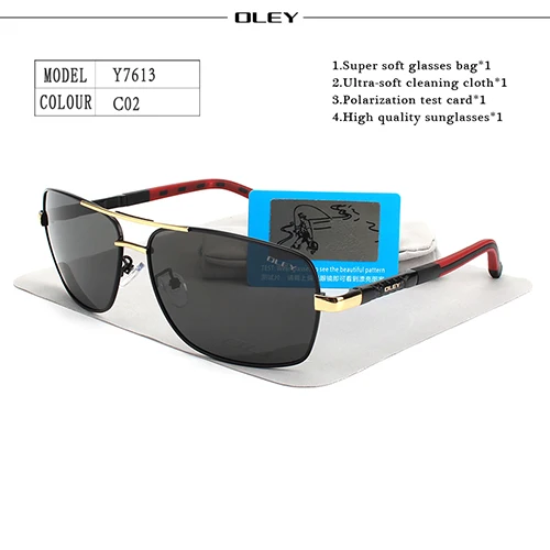 OLEY, брендовые поляризованные солнцезащитные очки для мужчин, новая мода, защита глаз, солнцезащитные очки с аксессуарами, унисекс, очки для вождения - Цвет линз: Y7613 C2