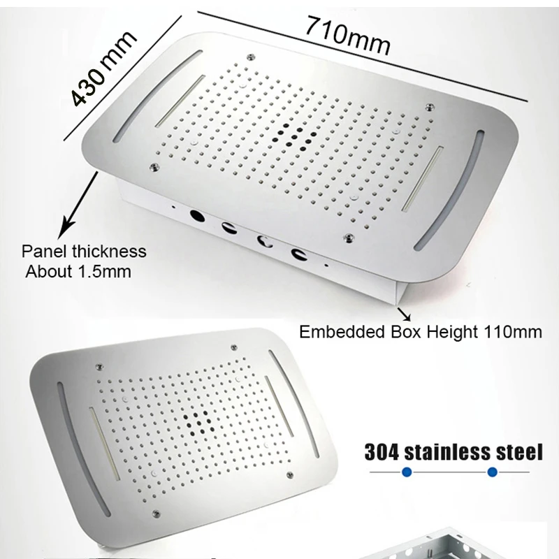 Embedded Ceiling Mounted Large Bathroom Shower Head Touch Screen LED Light Rainfall Showerhead Waterfall,Misty,Bubble Showers Embedded Ceiling Mounted Large Bathroom Shower Head Touch Screen LED Light Rainfall Showerhead Waterfall,Misty,Bubble Showers