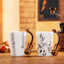 Kreative Violine Musik Porzellanbecher 240/400 ml Keramische Kaffeetasse Porzellan Tee Tasse Zakka Neuheit Für Geschenk Cafe Teatime Büro