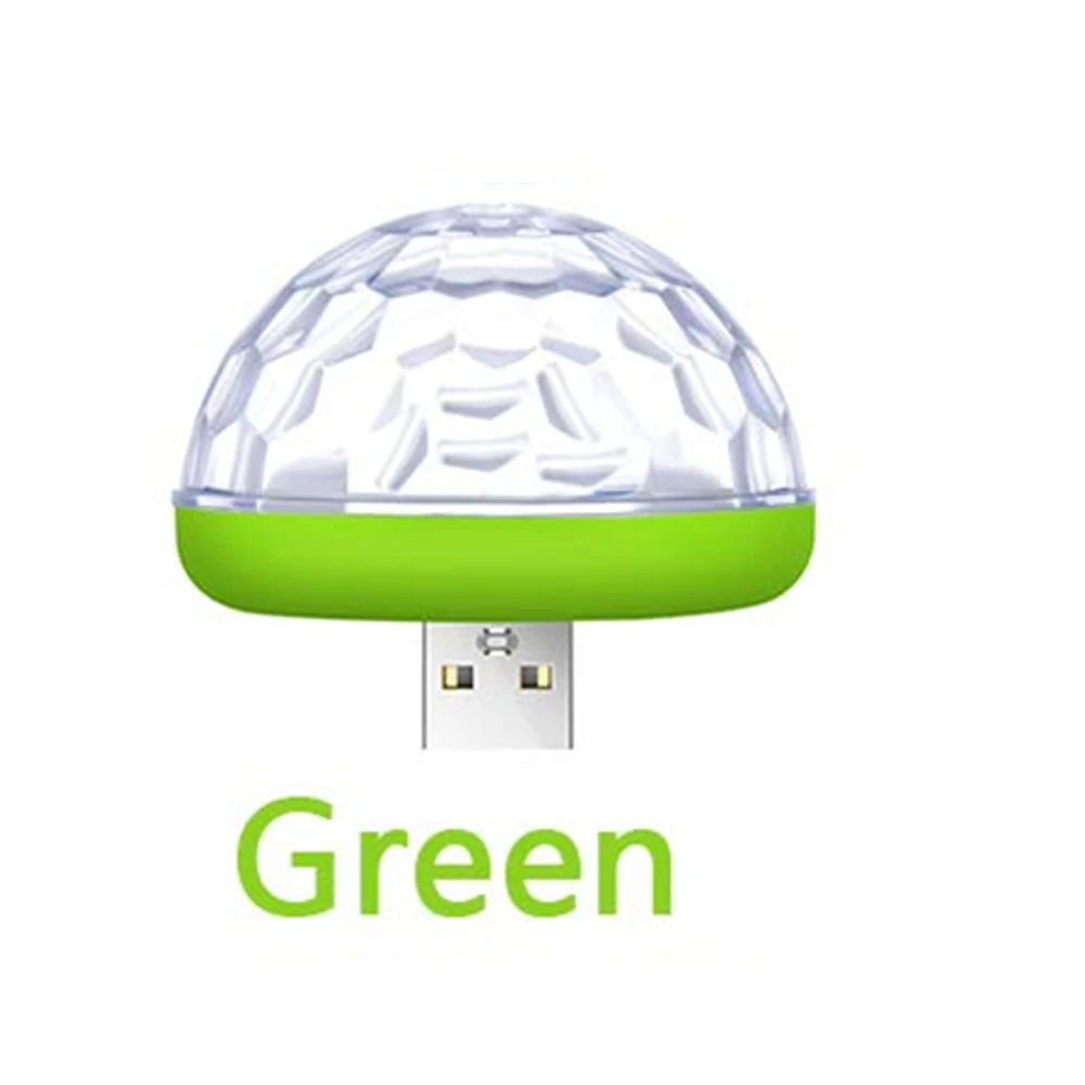Green with USB Автомобильный USB атмосферный свет, декоративная лампа, освещение для салона автомобиля, DJ RGB, мини цветная музыкальная звуковая лампа для фестиваля, вечерние, караоке - Испускаемый цвет: Green with USB