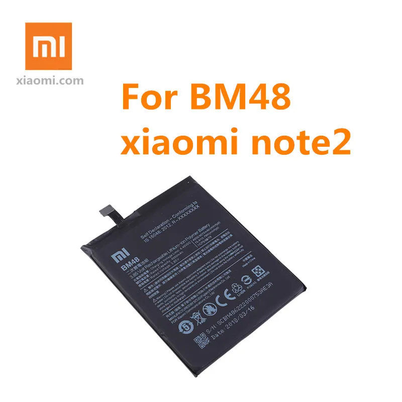 100% original Xiaomi battery bm48 BM48 Replacement Battery For Xiaom Note 2 Note2 4000mAh+tools | Мобильные телефоны и