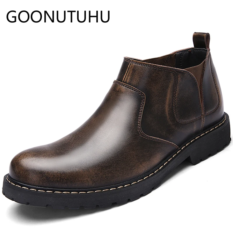 

Fashion men's boots casual leather military shoes male autumn winter nice short ankle boot man work army boots for men hot sale