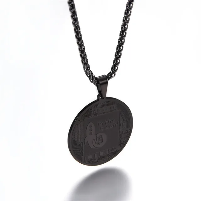 Stainless Steel Coin Necklace | Bitcoin Stainless Pendant