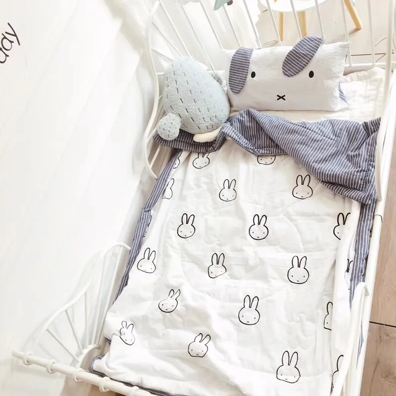 

INS Summer Baby Quilt Cotton Embroidered Infant Cartoon Rabbit Air Conditioner Thin Blanket Children's Soft Cool Quilt Bedding