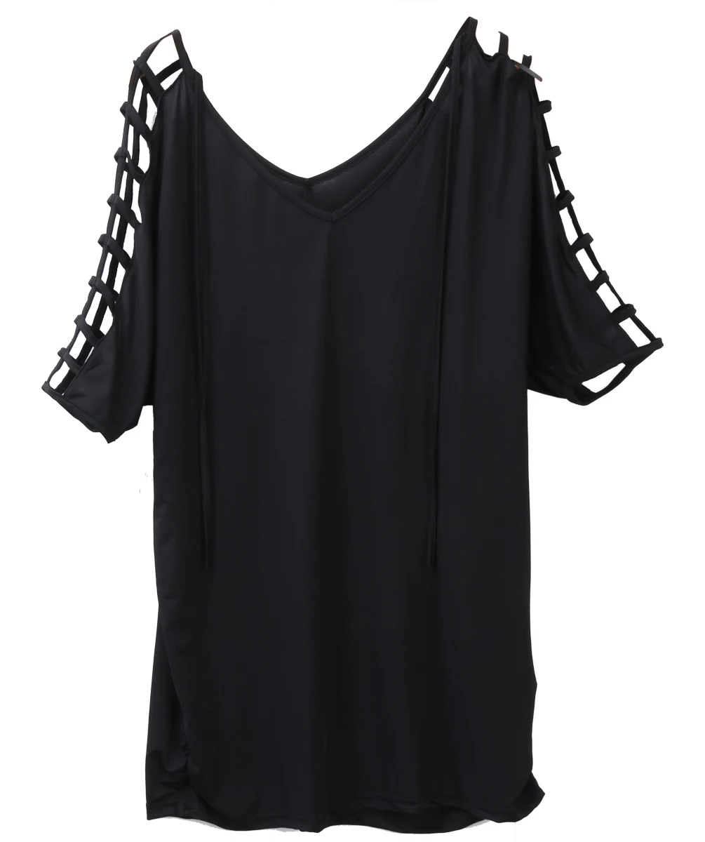 New Hot Sale UK Plus Size Womens half sleeve v-neck Summer loose black Mini Dresses Ladies Beach Shorts Sundress M-XXXL