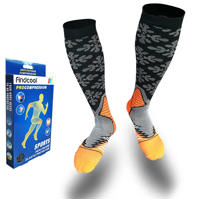 FINDCOOL медицинская поддержка гетры носки для варикозного расширения вен Компрессионные носки обертывание Утягивающие колготки для мужчин и женщин - Цвет: Orange