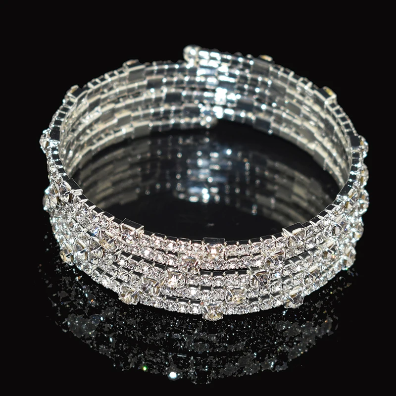 Luxury Crystal Bracelet Ladies Gold Silver Plated Bracelet Bride 7 Color Rhinestone Woman Party Bridesmaid Gift Jewelry crystal bracelets bangle bracelet