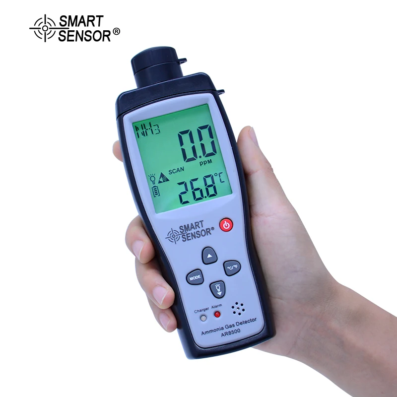 

Smart Sensor AR8500 Handheld Ammonia Gas NH3 Detector Meter Tester Monitor Range 0-100PPM Sound Light Alarm Li-battery