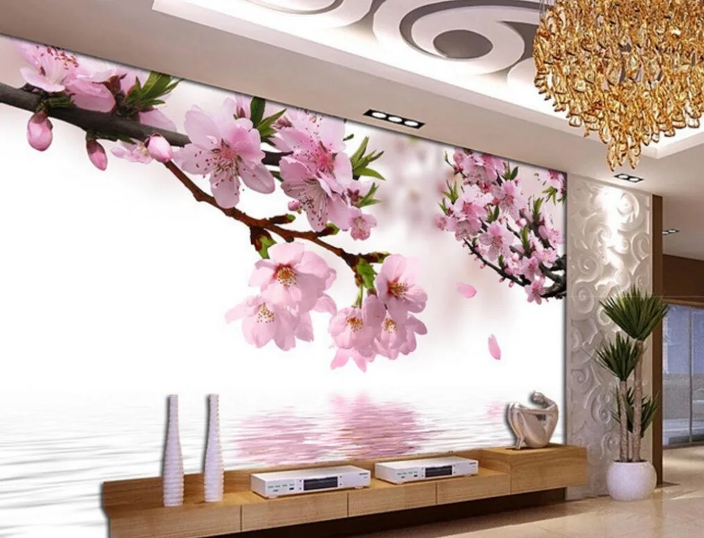 Beibehang пользовательские большая картина 3 d Настенные обои цветок персика 3 d ТВ на стене гостиной обои для стен 3 d