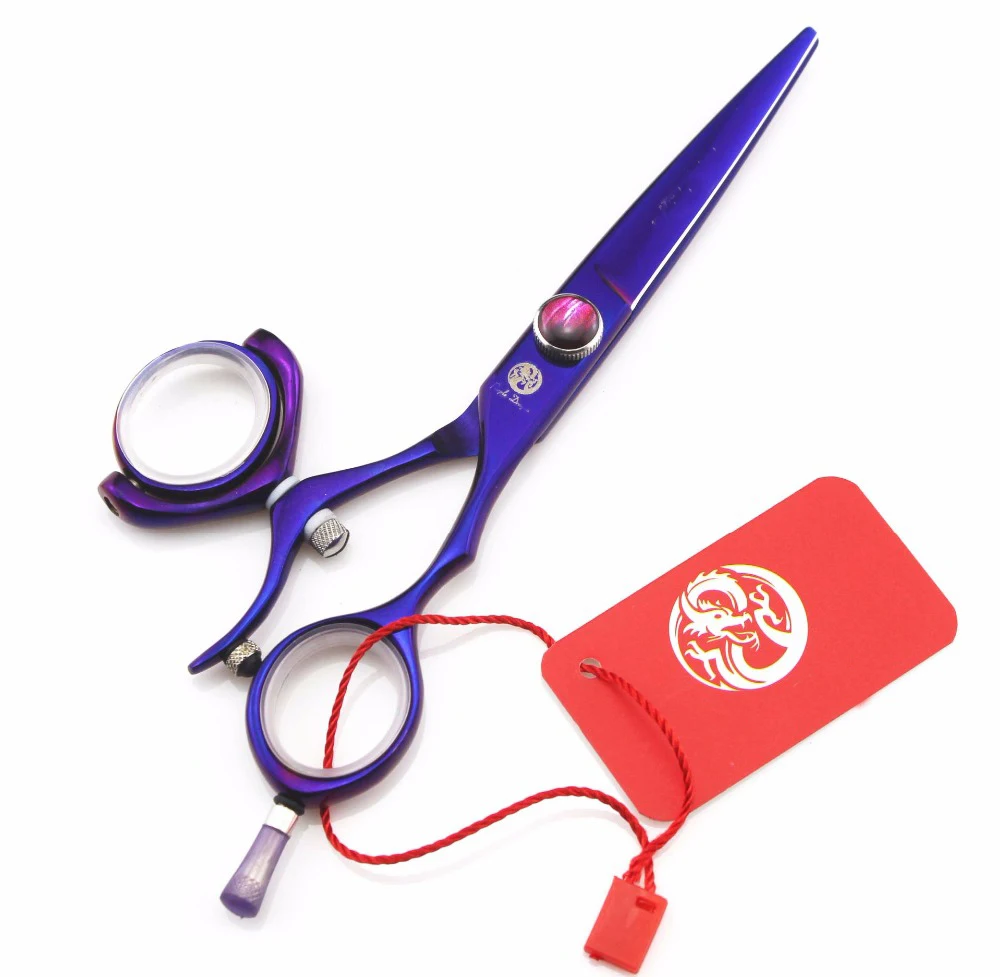 5.5 inch Purple Hair Scissors Professional 360 Degree Rotate Salon Hair