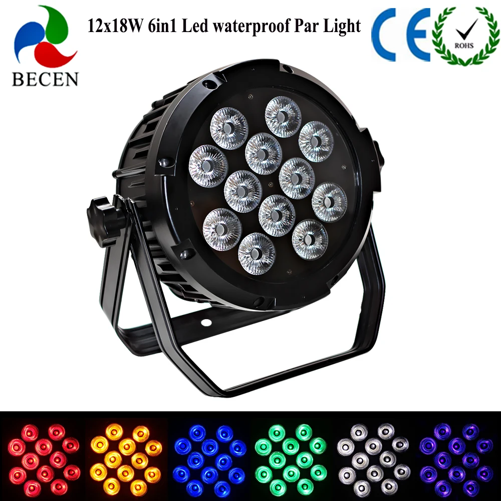 

12x18W RGBWA UV 6in1 Led Flat Par Light Waterproof Professional Stage lighting IP65 for dj Disco Club Wedding Christmas Party