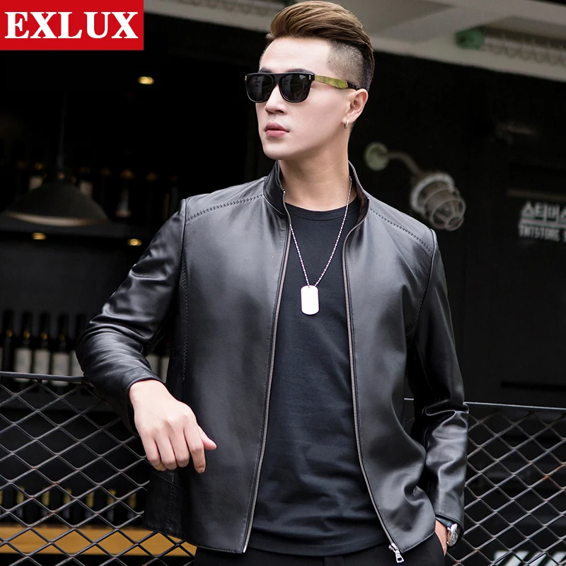 male genuine leather coat Men's Sheepskin Leather Jacket turn-down collar leather jacket Korean version self-cultivation coat
