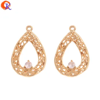

Cordial Design 30Pcs 14*21MM Jewelry Accessories/CZ Charms/DIY Making/Drop Shape/Genuine Gold Plating/Hand Made/Earring Findings