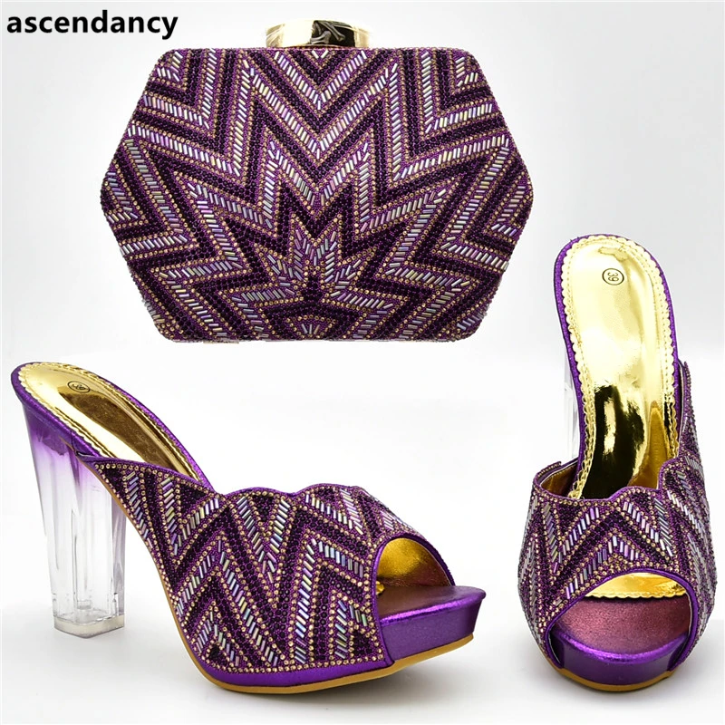 Noir Chaussures Décoré Partie Et Pour Avec Parti Or Modèles or Sac Strass Italie De Nouveaux rouge Fixés Africain pourpre Sacs Femmes Chaussure bleu AnU5vYxdq