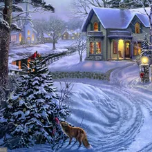 Снежные деревушки художественная ручная роспись креативная цифровая самодельная картина маслом живопись по номерам 24 цвета пигментная кисть