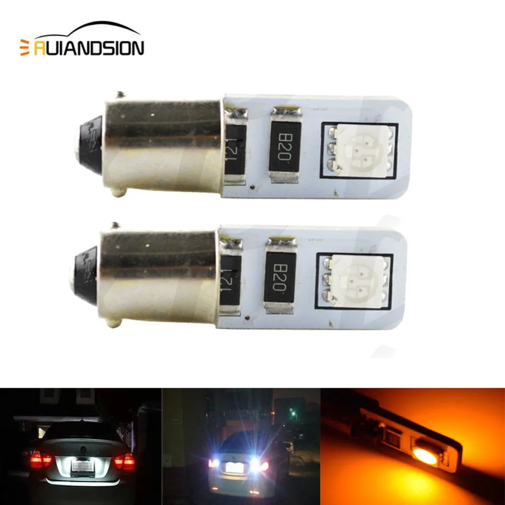 

2pcs Canbus 2SMD 5050 LED Canbus T4W BAX9S H6W BAY9S H21W White Amber AC12V Car Door side wedge clearance Marker Reverse lamp