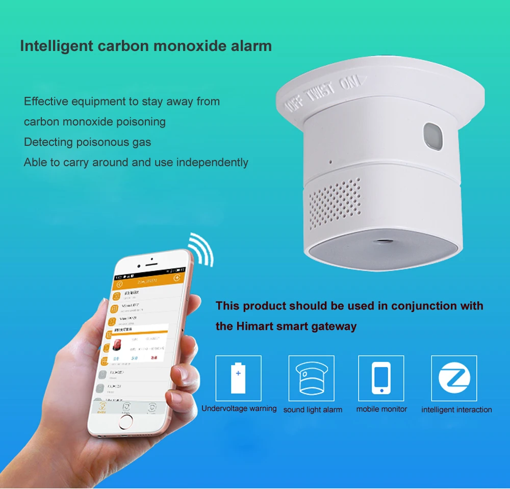 Sensor de monóxido de carbono Zigbee3.0 para uso en la cocina, Detector de Gas CO Compatible con Deconz y asistente de hogar