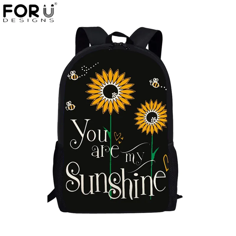 FORUDESIGNS/You are my Sunshine дизайн школьные сумки с принтом в виде подсолнухов 3 шт./компл. школьные сумки для детей девочки книжная сумка для отдыха сумки - Цвет: HXA607C