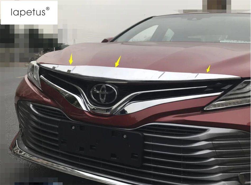 3PCS Silver Chrome Front Hood Grille Grid Cover Trim For TOYOTA CAMRY 2018