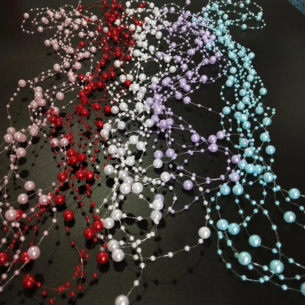 5 м бежевая/белая леска, искусственная цепочка с жемчужными бусинами, гирлянда, цветы, сделай сам, Свадебный декор, Свадебный букет цветов